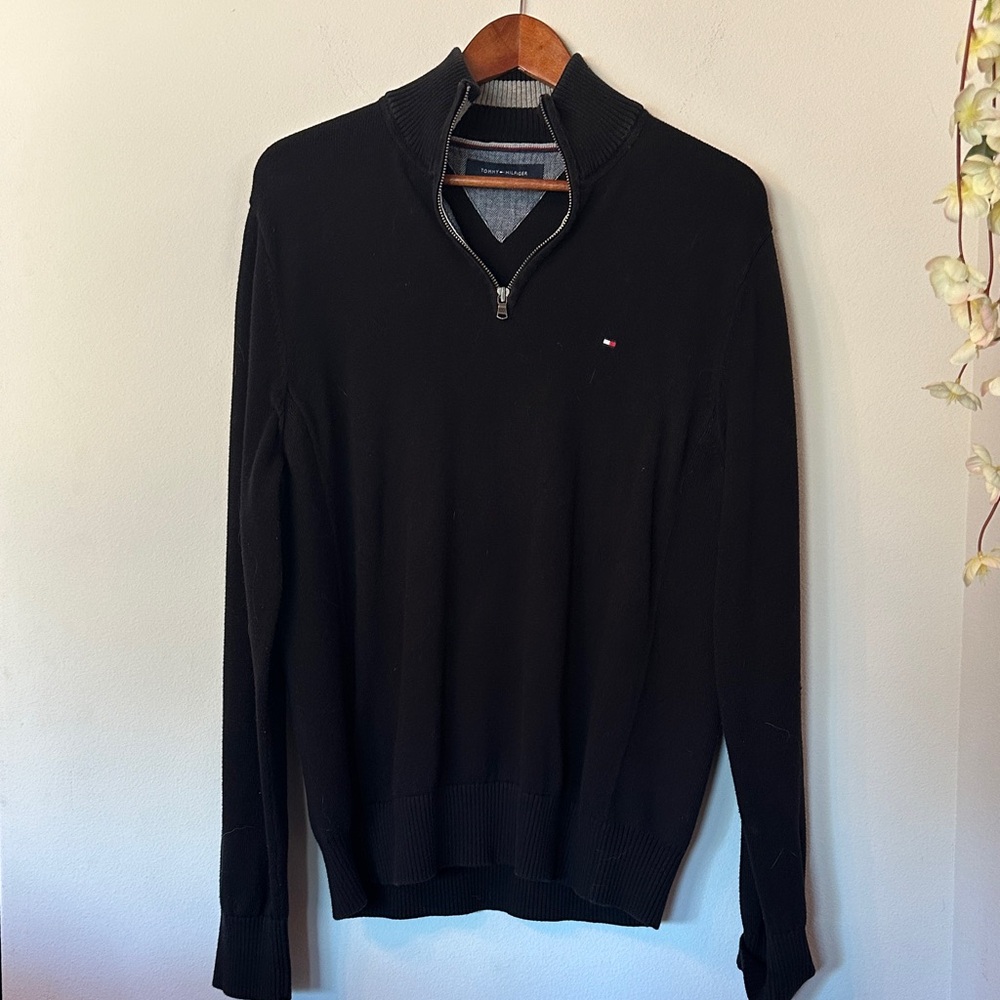 Tommy Hilfiger Men's Black Half-Zip Sweater